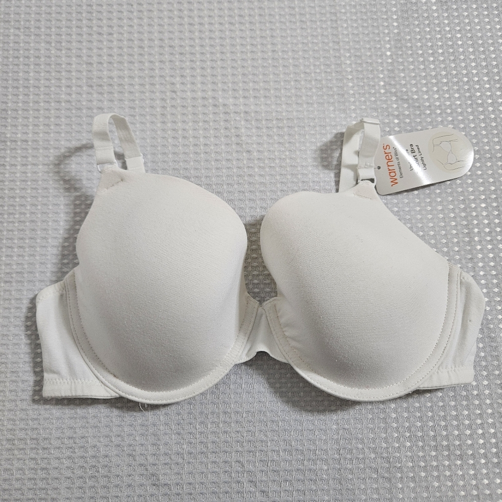 Warner's NWT Womens Underwire T-Shirt Bra 95% Cotton‎ MSRP $100 Ivory 38C
